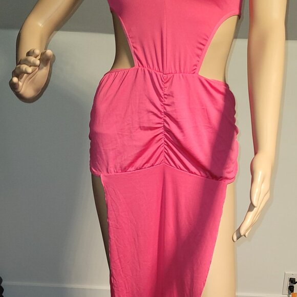 Sexy Women Pink Long Classy Dress Mermaid Club Style Small SL6074 - Picture 3 of 9